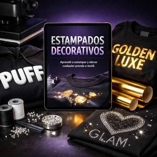 Guía de Estampados Decorativos: Pintura 3D Puff, Foil y Strass